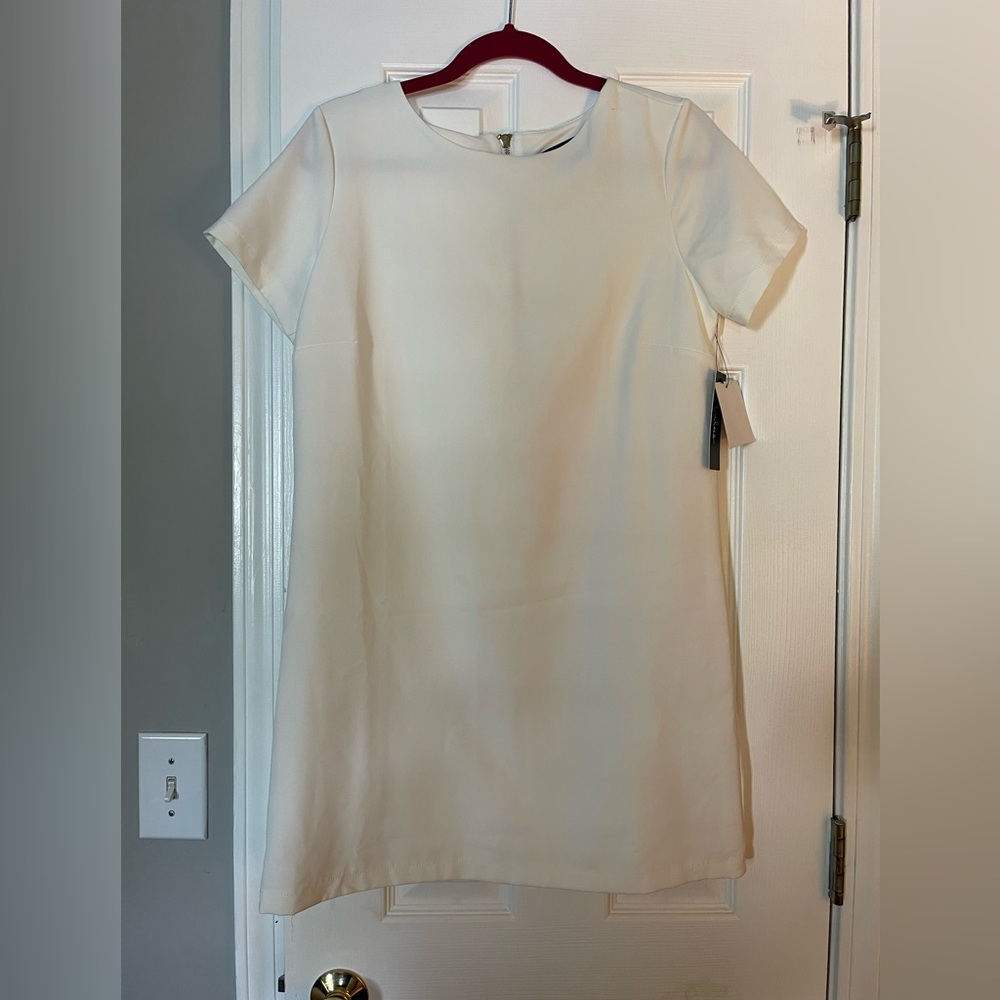 Lulu's Cream Short Sleeve Shift Dress